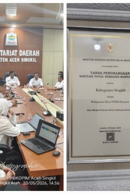 ‎Sukses Terapkan STBM, Pemerintah Kabupaten Aceh Singkil Raih Penghargaan dari Kementerian Kesehatan RI