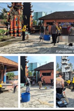 Sambut Hari Bhayangkara ke-80, Polsek Banjit Gelar Bakti Religi di Pura Tangkas Kori Agung
