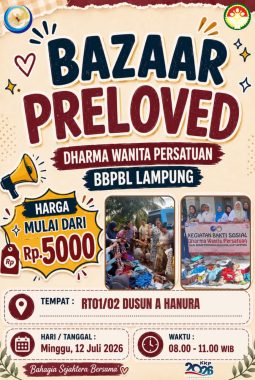 Bazaar Preloved Dharma Wanita Persatuan BBPBL Lampung: Belanja Hemat, Berbagi Manfaat untuk Sesama