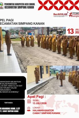 Apel Pagi di Kantor Camat Simpang Kanan Menunjukan Suatu Kedisiplinan ASN Untuk Layanan Masyarakat