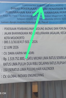 Salah Tulis Kota Jadi Kabupaten, CV Dara Karya Mandiri Didesak Aktivis Ganti Papan Proyek Yang Tak Akurat