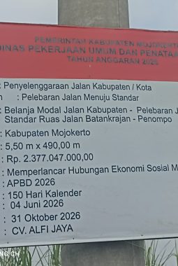Pelebaran Ruas Jalan Batankrajan Penompo, Langkah Nyata Pemkab Mojokerto Wujudkan Infrastruktur Berkualitas Bagi Masyarakat