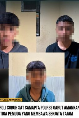 Patroli Subuh Sat Samapta Polres Garut Amankan Tiga Pemuda yang Membawa Senjata Tajam