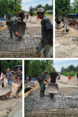 ‎Pembangunan Jembatan Aramco Masuki Tahap Pengecoran, Sinergi TNI dan Masyarakat Tampak Nyata