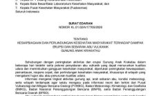 Kemenkes Terbitkan Surat Edaran Kewaspadaan Dampak Kesehatan Erupsi Gunung Anak Krakatau.