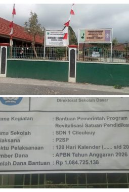 PROYEK RP1,08 MILIAR REVITALISASI SDN 1 CILEULEUY KUNINGAN DIDUGA ABAIKAN K3, KEPSEK DAN P2SP SEBAGAI PELAKSANA DISOROT