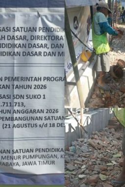 Proyek Rp1,6 Miliar Revitalisasi SDN Suko 1 Sidoarjo Diduga Langgar Aturan K3